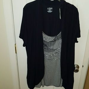 NWT navy stripe tank with attached cardigan